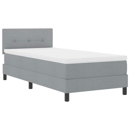 Box Spring Seng Med Madras Lysegrå 90 X 190 Cm Stof - Billede 2