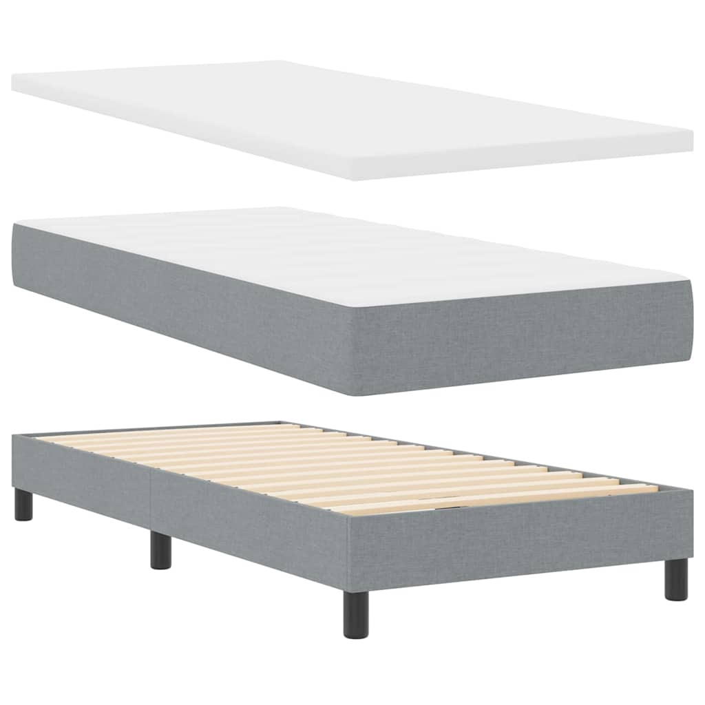 Box Spring Seng Med Madras Lysegrå 90 X 190 Cm Stof - Billede 6