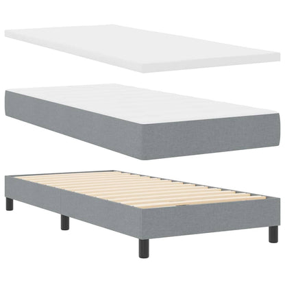 Box Spring Seng Med Madras Lysegrå 90 X 190 Cm Stof - Billede 6