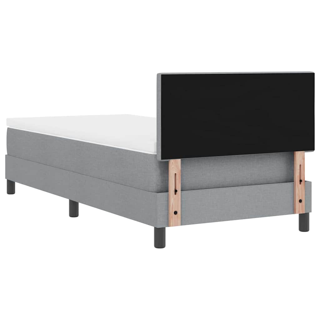 Box Spring Seng Med Madras Lysegrå 90 X 190 Cm Stof - Billede 10