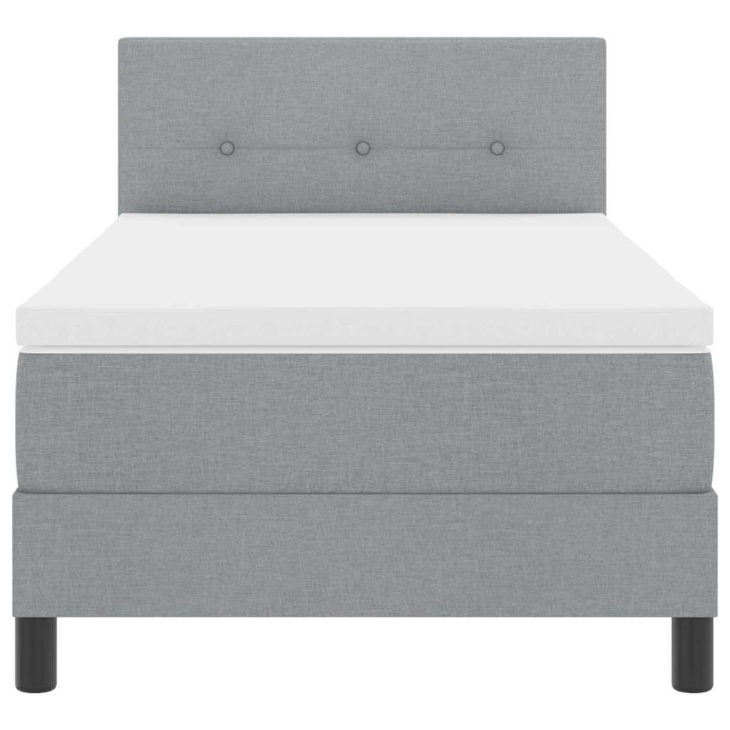 Box Spring Seng Med Madras Lysegrå 90 X 190 Cm Stof - Billede 8