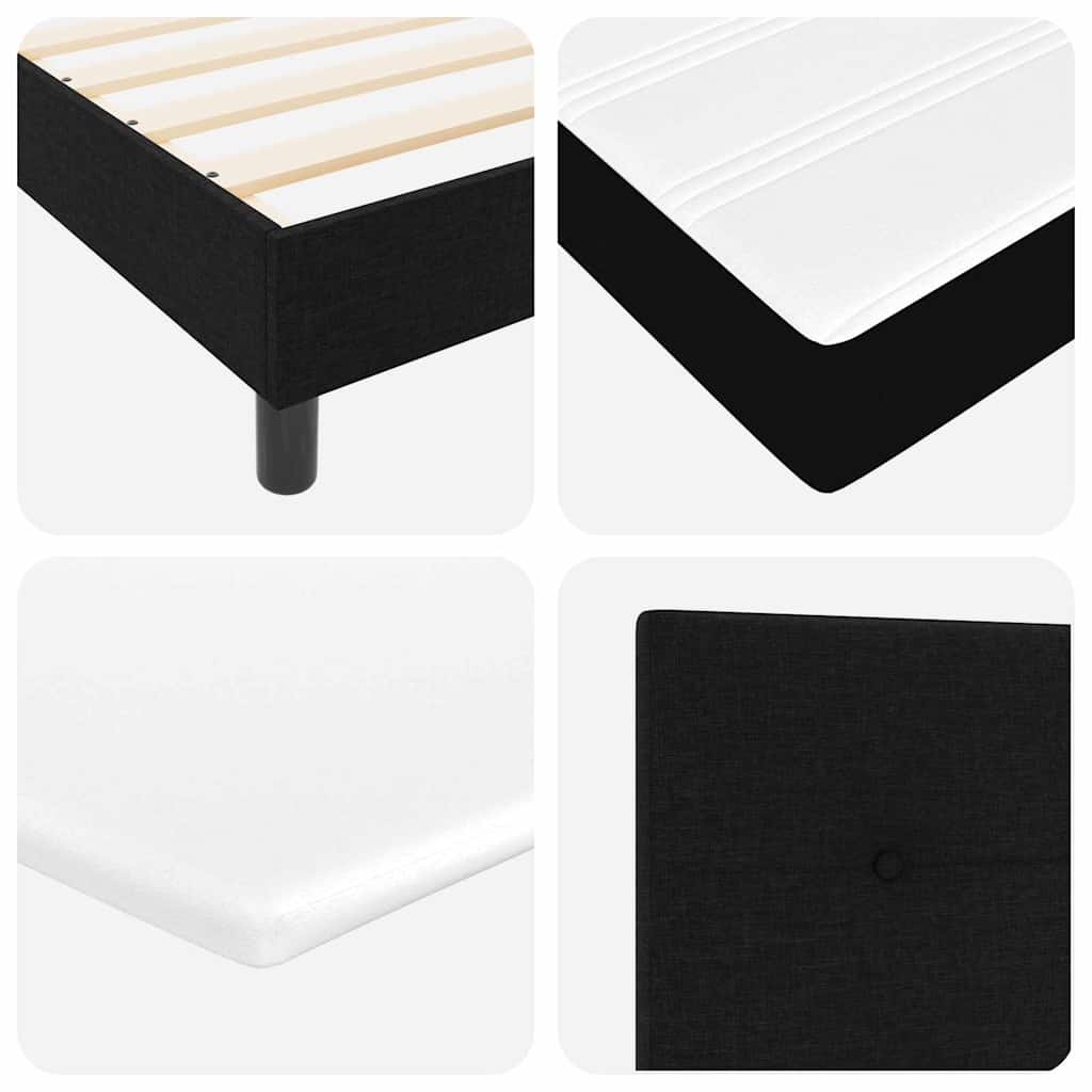 Box Spring Seng Med Madras Med Hovedgærde Sort 90 X 190 Cm Stof - Billede 11