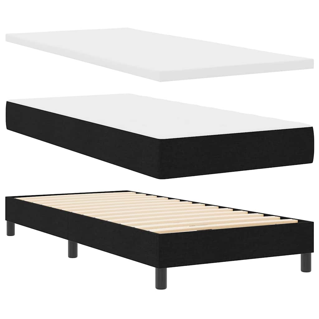 Box Spring Seng Med Madras Med Hovedgærde Sort 90 X 190 Cm Stof - Billede 6