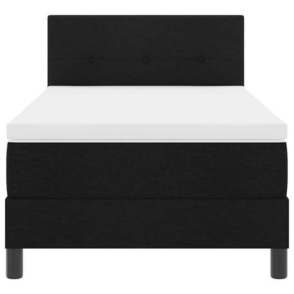Box Spring Seng Med Madras Med Hovedgærde Sort 90 X 190 Cm Stof - Billede 8