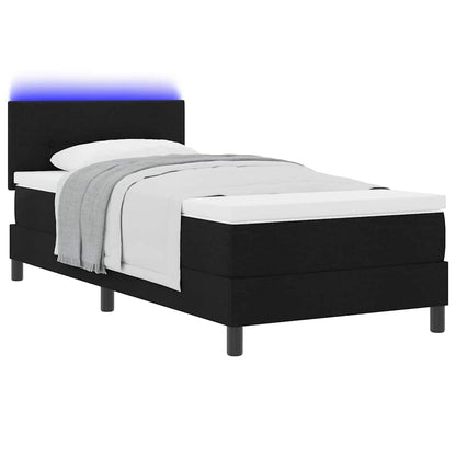 Box Spring Seng Med Madras Med Hovedgærde Sort 90 X 190 Cm Stof - Billede 3