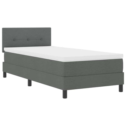 Box Spring Seng Med Madras Mørkegrå 90 X 200 Cm Stof - Billede 2