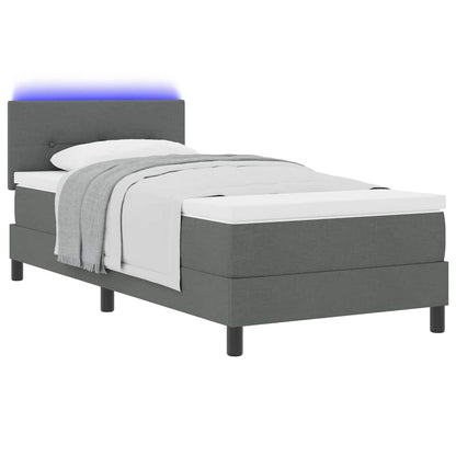 Box Spring Seng Med Madras Mørkegrå 90 X 200 Cm Stof - Billede 3