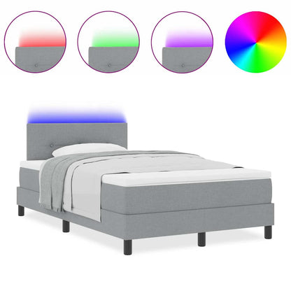 Box Spring Seng Med Madras Lysegrå 120 X 190 Cm Stof - Billede 4