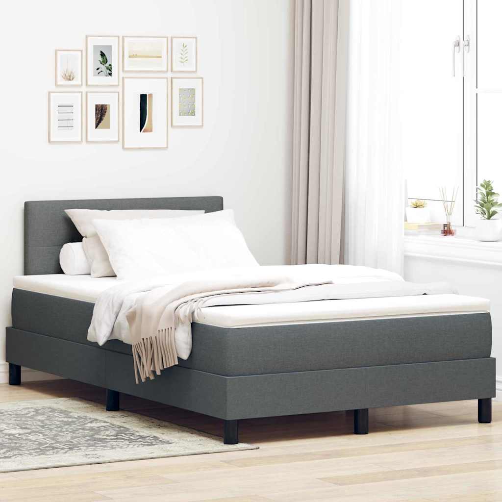 Box Spring Seng Med Madras Mørkegrå 120 X 190 Cm Stof - Hovedbillede