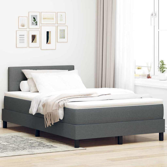 Box Spring Seng Med Madras Mørkegrå 120 X 190 Cm Stof - Hovedbillede