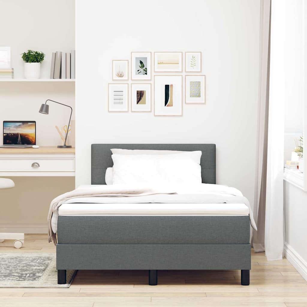 Box Spring Seng Med Madras Mørkegrå 120 X 190 Cm Stof - Billede 5