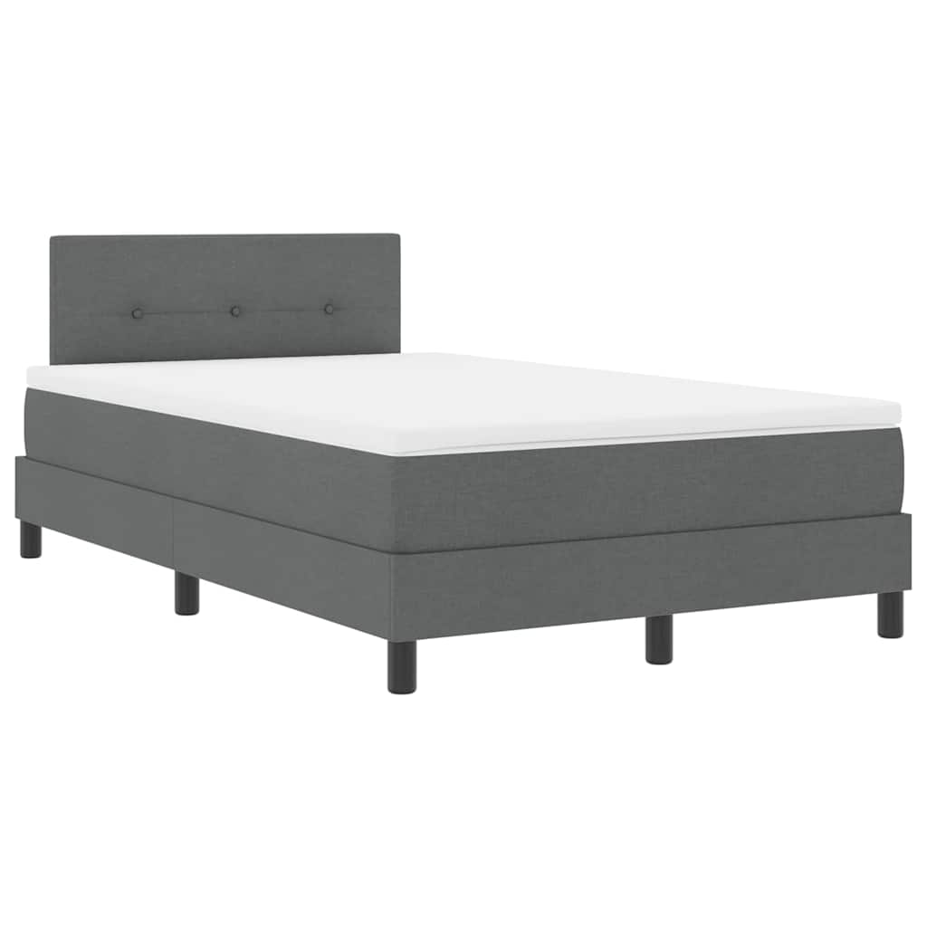 Box Spring Seng Med Madras Mørkegrå 120 X 190 Cm Stof - Billede 2