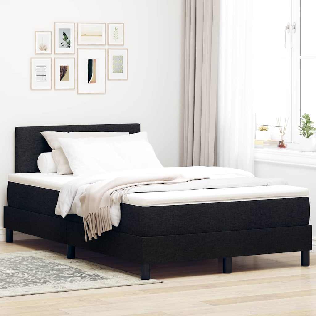 Box Spring Seng Med Madras Sort 120 X 190 Cm Stof - Hovedbillede