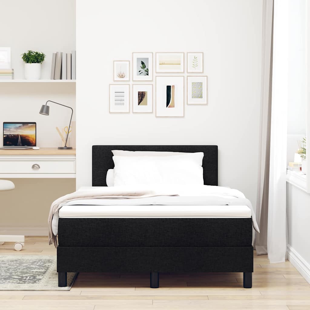 Box Spring Seng Med Madras Sort 120 X 190 Cm Stof - Billede 5