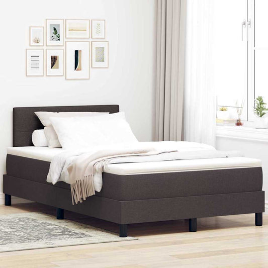 Box Spring Seng Med Madras Mørk Brun 120 X 200 Cm Stof - Hovedbillede