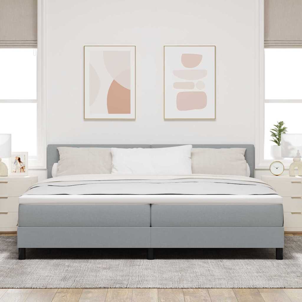 Box Spring Seng Med Madras Lysegrå 200 X 200 Cm Stof - Billede 5