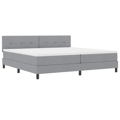 Box Spring Seng Med Madras Lysegrå 200 X 200 Cm Stof - Billede 2