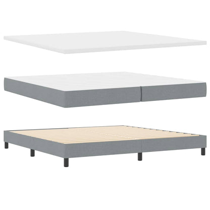 Box Spring Seng Med Madras Lysegrå 200 X 200 Cm Stof - Billede 6