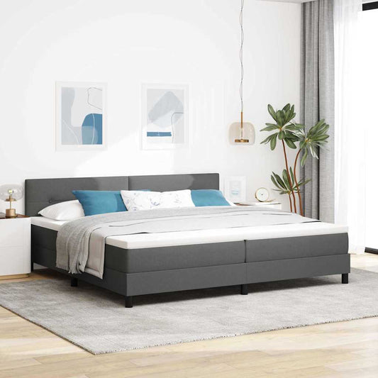 Box Spring Seng Med Madras Mørkegrå 200 X 200 Cm Stof - Hovedbillede