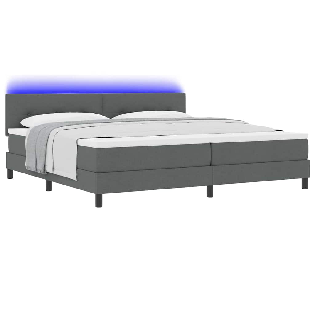 Box Spring Seng Med Madras Mørkegrå 200 X 200 Cm Stof - Billede 3