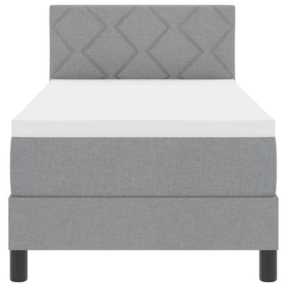 Box Spring Seng Med Madras Lysegrå 80 X 200 Cm Stof - Billede 9