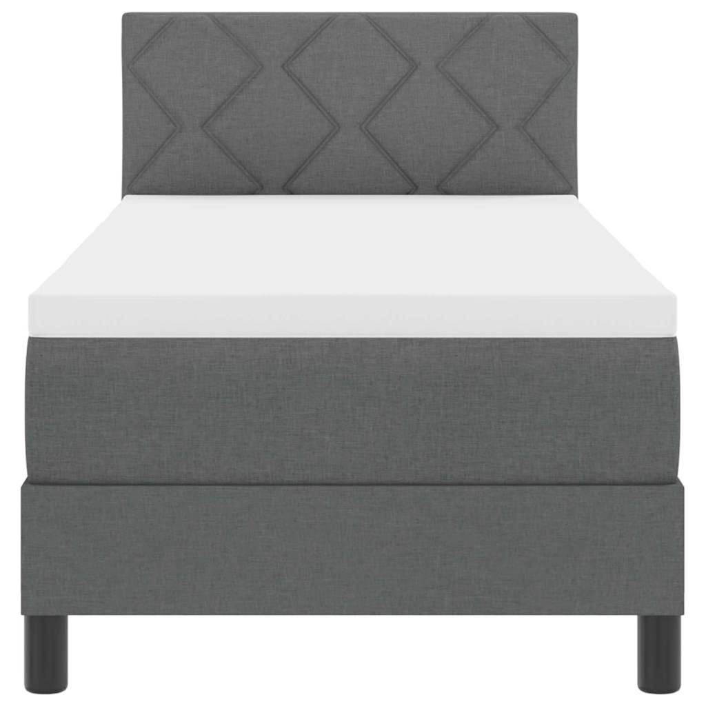 Box Spring Seng Med Madras Mørkegrå 80 X 200 Cm Stof - Billede 9