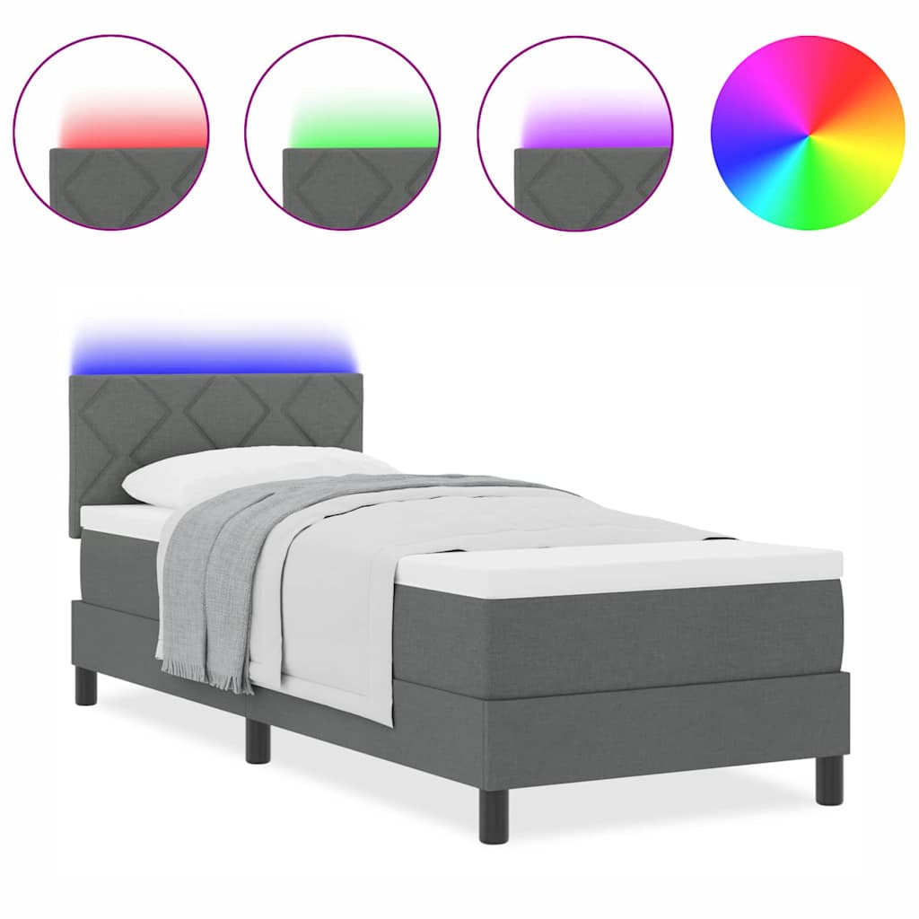 Box Spring Seng Med Madras Mørkegrå 80 X 200 Cm Stof - Billede 4