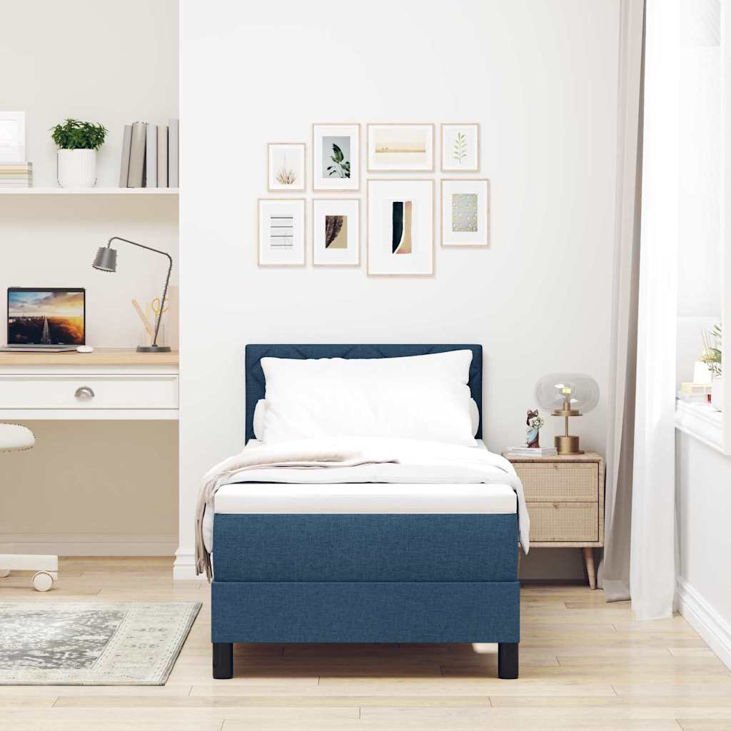 Box Spring Seng Med LED-lysstrimler Stof - Billede 4