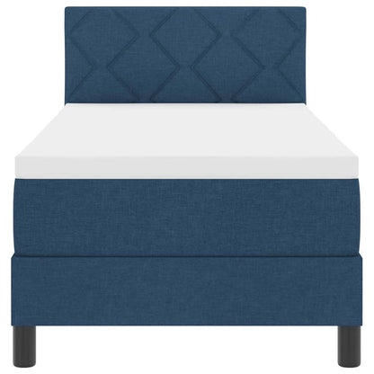 Box Spring Seng Med Madras Med Hovedgærde Blå 80 X 200 Cm Stof - Billede 9