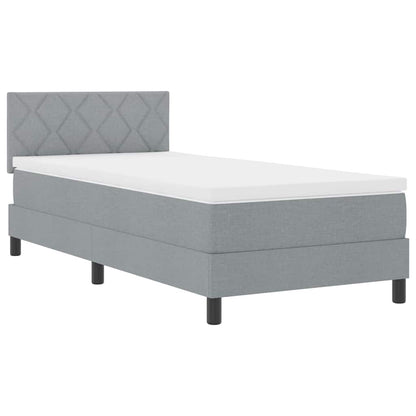 Box Spring Seng Med Madras Lysegrå 90 X 190 Cm Stof - Billede 2