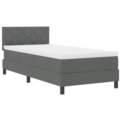 Box Spring Seng Med Madras Mørkegrå 90 X 190 Cm Stof - Billede 2