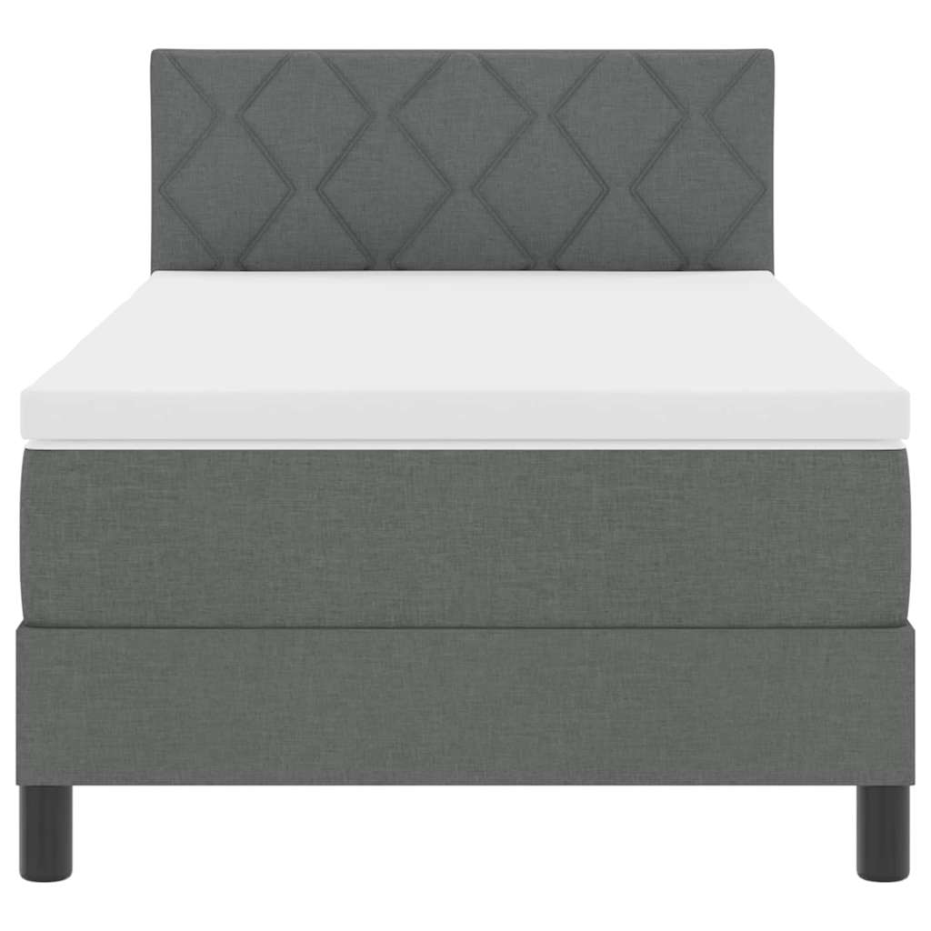 Box Spring Seng Med Madras Mørkegrå 90 X 190 Cm Stof - Billede 8