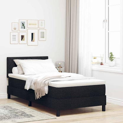Box Spring Seng Med Madras Med Hovedgærde Sort 90 X 190 Cm Stof - Hovedbillede