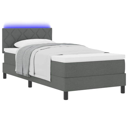 Box Spring Seng Med Madras Mørkegrå 90 X 200 Cm Stof - Billede 3
