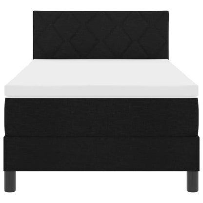 Box Spring Seng Med Madras Med Hovedgærde Sort 90 X 200 Cm Stof - Billede 8