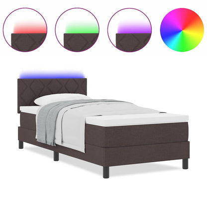 Box Spring Seng Med Madras Mørk Brun 100 X 200 Cm Stof - Billede 4