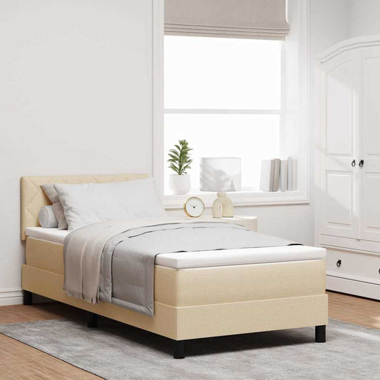 Box Spring Seng Med Madras Creme 100 X 200 Cm Stof - Hovedbillede