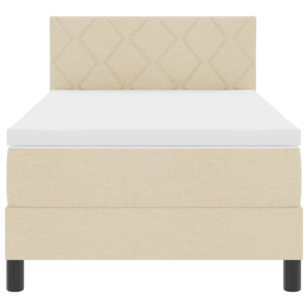 Box Spring Seng Med Madras Creme 100 X 200 Cm Stof - Billede 9