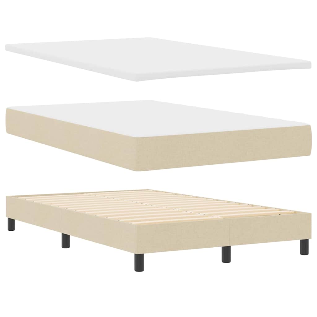 Box Spring Seng Med Madras Creme 120 X 190 Cm Stof - Billede 7