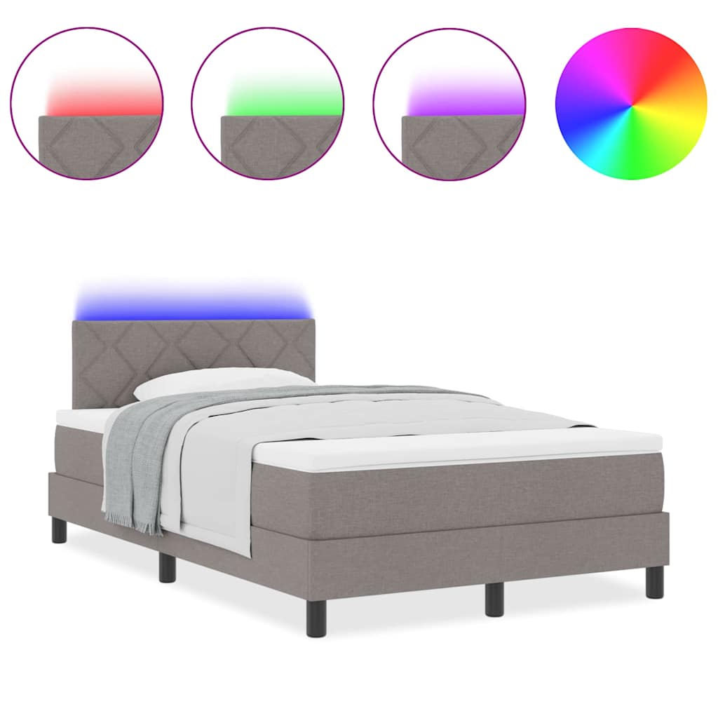 Box Spring Seng Med Madras Gråbrun 120 X 200 Cm Stof - Billede 4