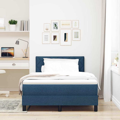 Box Spring Seng Med Madras Med Hovedgærde Blå 120 X 200 Cm Stof - Billede 4