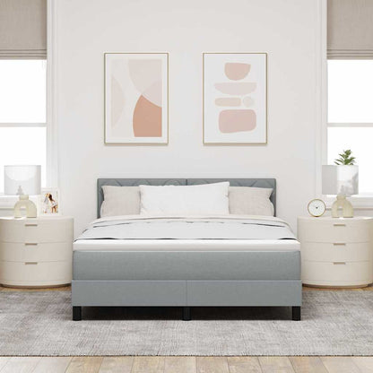 Box Spring Seng Med Madras Lysegrå 140 X 200 Cm Stof - Billede 5