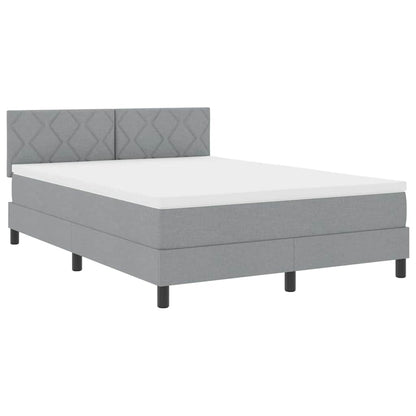 Box Spring Seng Med Madras Lysegrå 140 X 200 Cm Stof - Billede 2