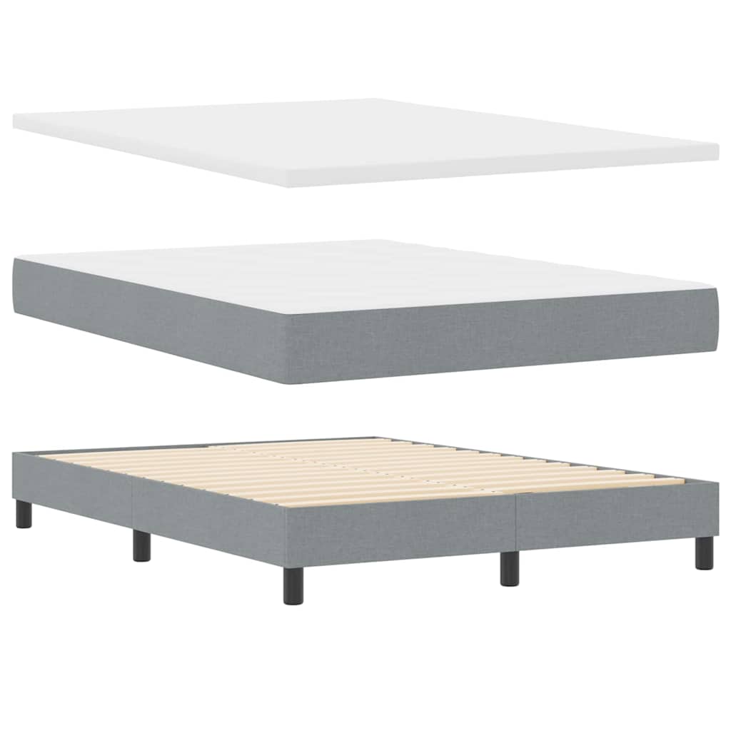 Box Spring Seng Med Madras Lysegrå 140 X 200 Cm Stof - Billede 6
