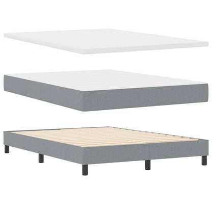 Box Spring Seng Med Madras Lysegrå 140 X 200 Cm Stof - Billede 6