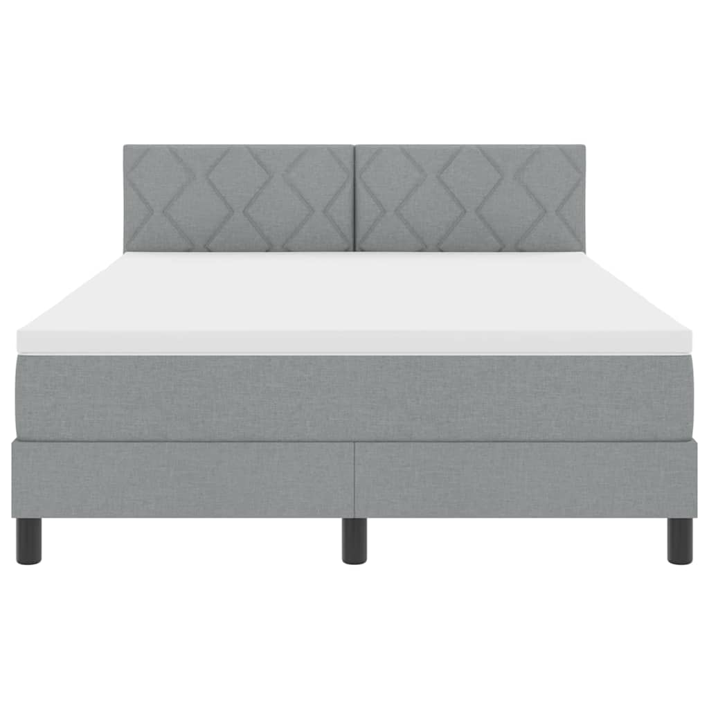 Box Spring Seng Med Madras Lysegrå 140 X 200 Cm Stof - Billede 8
