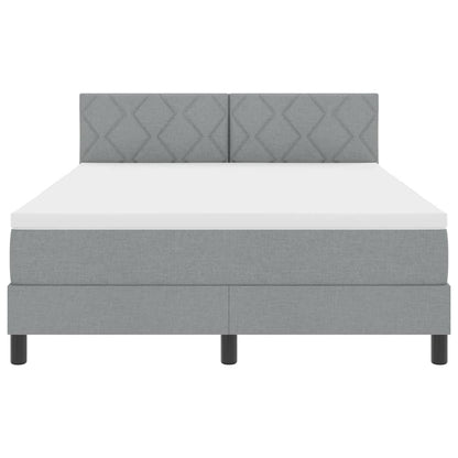 Box Spring Seng Med Madras Lysegrå 140 X 200 Cm Stof - Billede 8