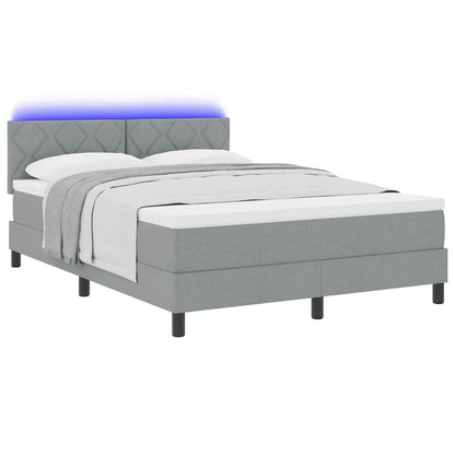 Box Spring Seng Med Madras Lysegrå 140 X 200 Cm Stof - Billede 3