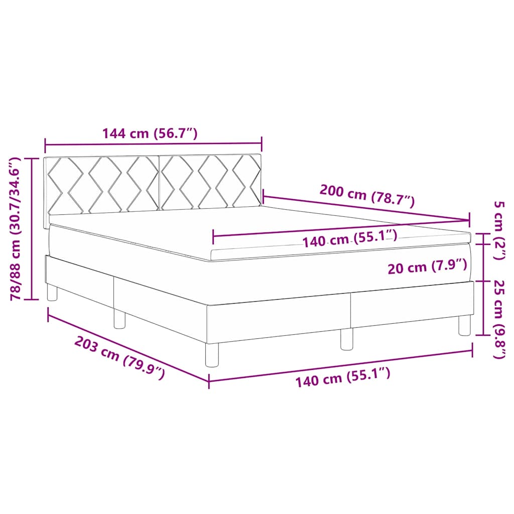 Box Spring Seng Med Madras Lysegrå 140 X 200 Cm Stof - Billede 13