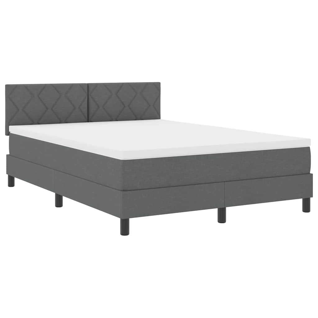 Box Spring Seng Med Madras Mørkegrå 140 X 200 Cm Stof - Billede 2